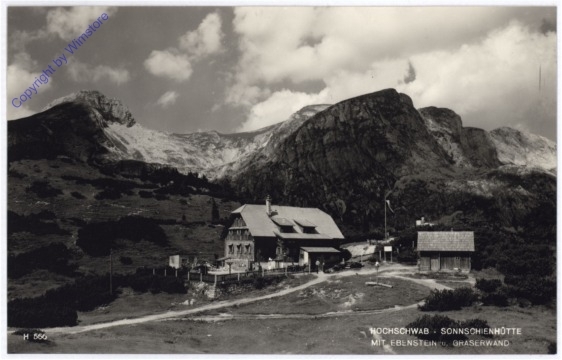 Hochschwab, Sonnschienhütte mit Ebenstein und Graserwand