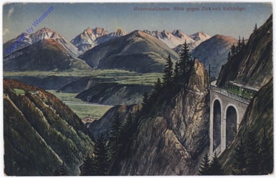 Innsbruck, Mittenwaldbahn, Blick gegen Zirl und Kalkkögel