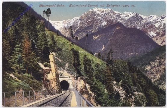 Innsbruck, Mittenwaldbahn, Kaiserstand-Tunnel mit Erlspitze
