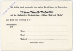 Wien, Wiener Neueste Nachrichten-Antwortkarte