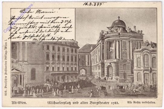 ak178458 Wien 1, Michaelerplatz und altes Burgtheater