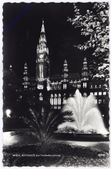 Wien 1, Rathaus bei Festbeleuchtung