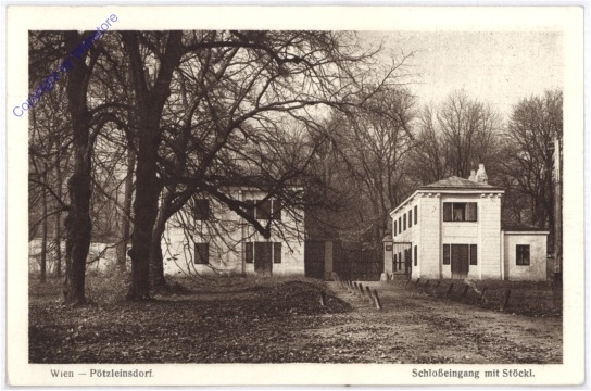 Wien 19, Pötzleinsdorf, Schlosseingang mit Stöckl
