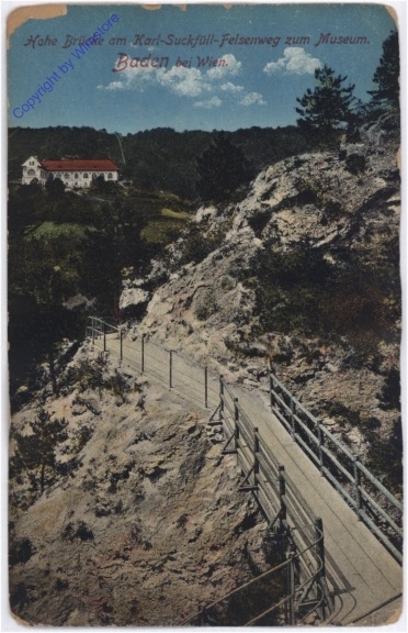 Baden, Hohe Brücke am Karl-Suckfüll-Felsenweg zum Museum