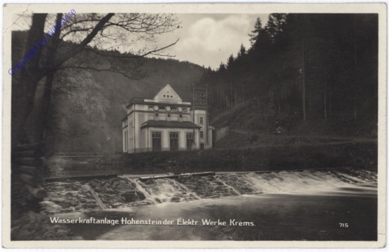 Krems, Wasserkraftanlage Hohenstein der Elektr. Werke Krems