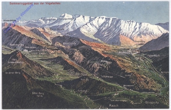 Semmering, Gebiet aus der Vogelschau