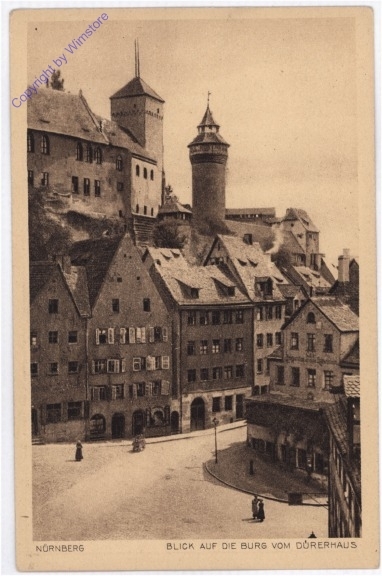 Nürnberg, Blick auf die Burg vom Dürerhaus