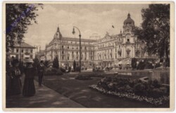 Wiesbaden, Blumengarten mit Hotel Nassauer Hof