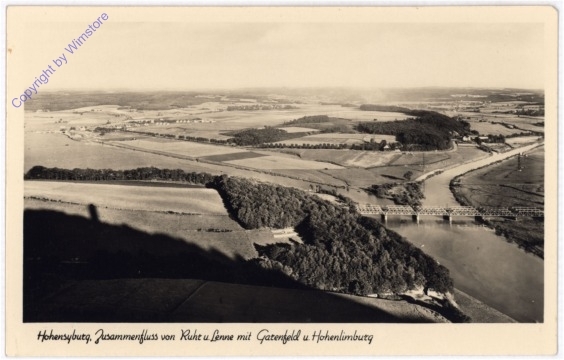 Hohensyburg, Zusammenfluss von Ruhr und Lenne mit Garenfeld und Hohenlimburg
