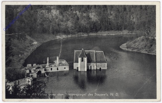 ak181406 Alt-Völtau, Kirche unter dem Wasserspiegel des Stausees