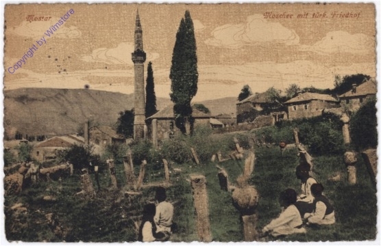 Mostar, Moschee mit türk. Friedhof