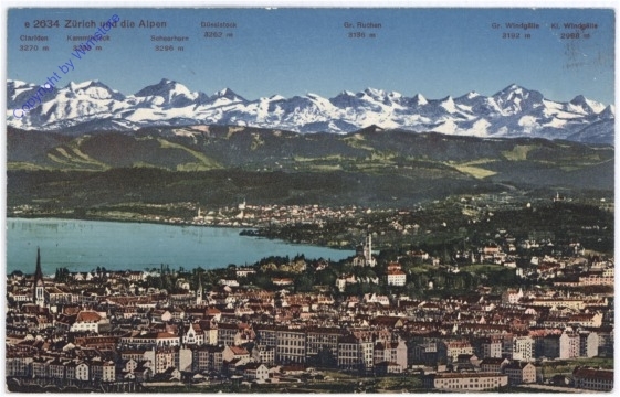 Zürich, und die Alpen