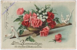 Blumenschale mit Tauben, Namenstag