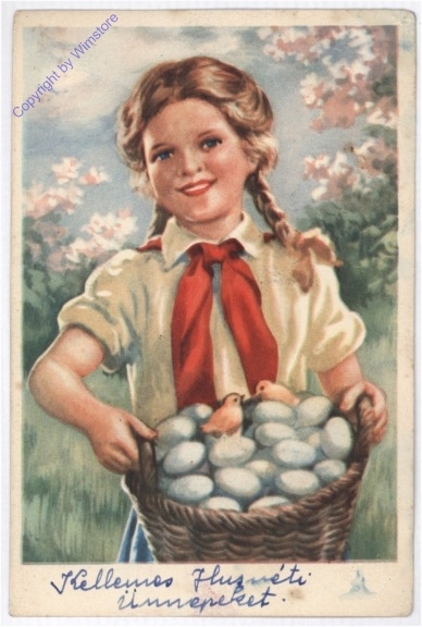 Mädchen mit Eiern und Kücken