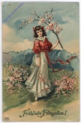 ak182383 Dame mit Blütenzweig