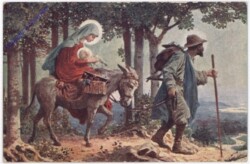 Maria und Josef mit Jesukind am Esel