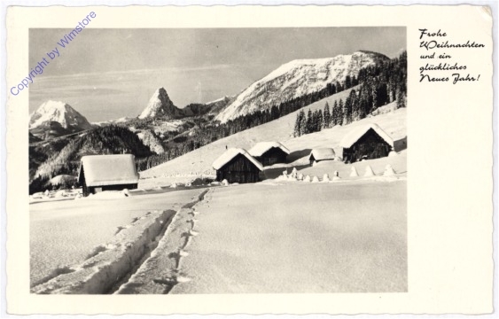Verschneites Dorf
