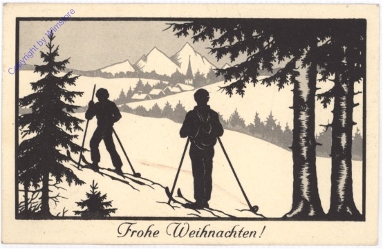 Skiwanderung Scherenschnitt