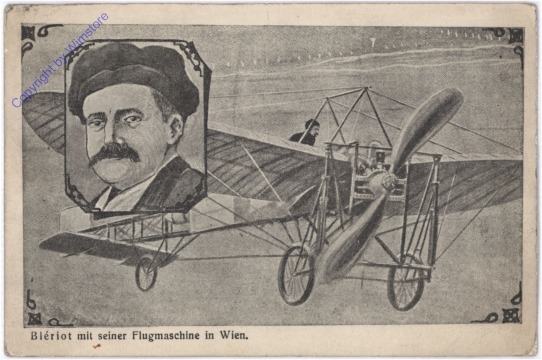 Bleriot mit seiner Flugmaschine in Wien