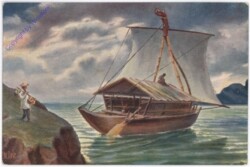Marine-Galerie 219: Segelboot mit Schilfverdeck