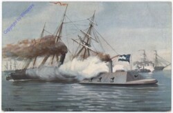 Marine-Galerie 119: Angriff von Panzerkanonenbooten auf das Blockadegeschwader vor Charleston