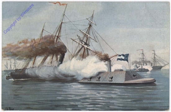 ak182847 Marine-Galerie 119: Angriff von Panzerkanonenbooten auf das Blockadegeschwader vor Charleston