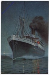 Marine-Galerie 133: Ozeandampfer zur Nachtzeit in der Elbmündung