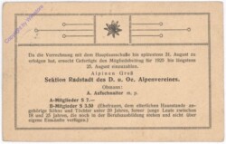 Kartenbrief aus 1925 - Mitgliedsbeitrag Alpenverein