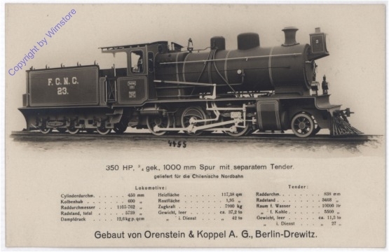 350 HP, 3/4 gek., 1000 mm Spur mit separatem Tender