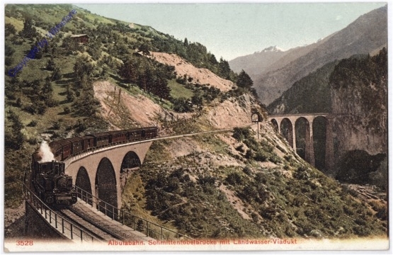 Albulabahn - Schmittentobelbrücke mit Landwasser-Viadukt