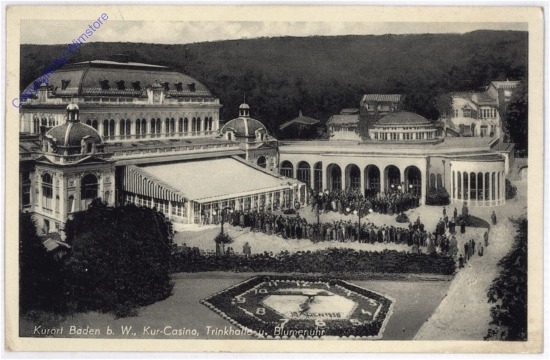 Baden, Kur-Casino, Trinkhalle u. Blumenuhr