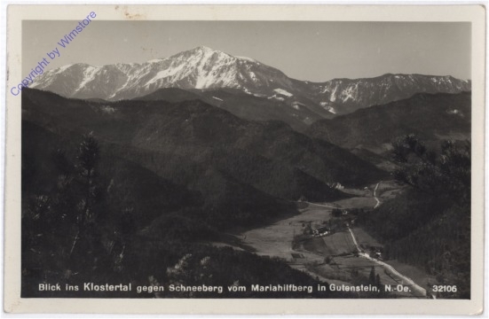 ak185093 Gutenstein, Blick ins Klostertal gegen Schneeberg vom Mariahilfberg