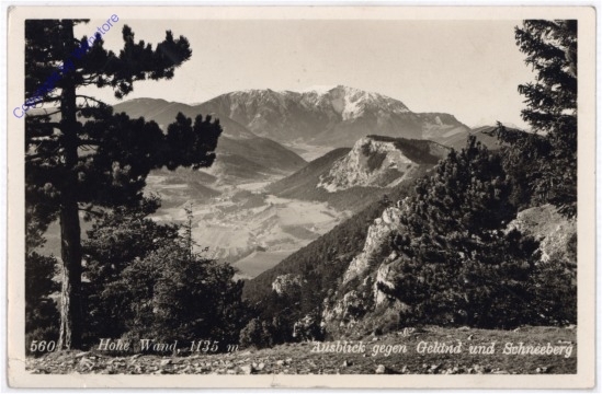 Hohe Wand, Ausblick gegen Geländ und Schneeberg