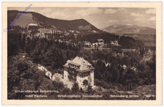 Semmering, Hotel Panhans, Erholungsheim Sonnwendhof, Schneeberg
