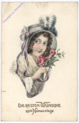 ak186952 Dame mit Blumen, Namenstag