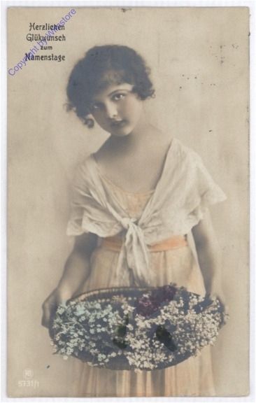 Mädchen mit Blumenschale, Namenstag