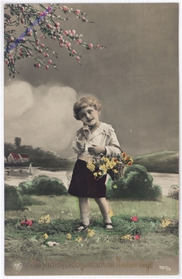 Kind mit Blumenkorb, Namenstag