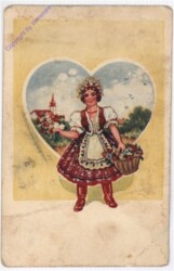 Trachtenmädchen mit Blumenkorb