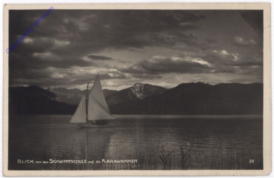 ak187672 Velden, Blick von der Schwimmschule auf die Karawanken