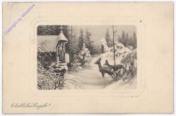 Rehe vor Bildstock