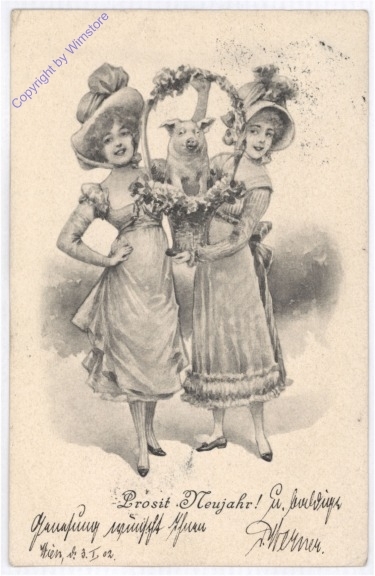 Zwei Mädchen mit Schwein