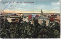 Port Said, Place de Lesseps avec l'Eglise Catolique
