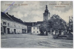 Friedberg am Wechsel, Hauptplatz m. Mariensäule u. Wetterhäuschen