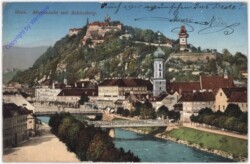 Graz, Muransicht mit Schlossberg