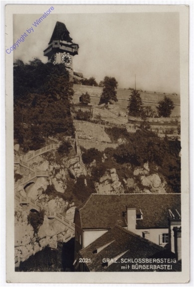 Graz, Schlossbergsteig mit Bürgerbastei