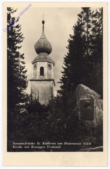 Weiz, Kirche mit Rosegger Denkmal