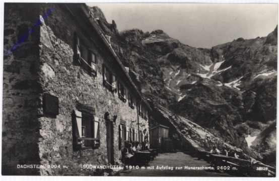 Dachstein, Südwandhütte mit Aufstieg zur Hunerscharte