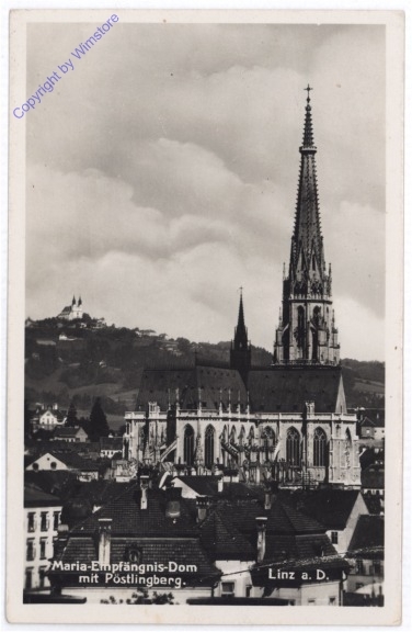 Linz an der Donau, Maria Empfängnis-Dom mit Pöstlingberg