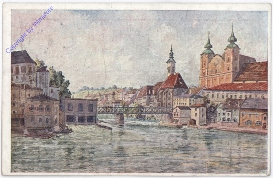 ak190188 Steyr, Zusammenfluss der Enns und Steyr