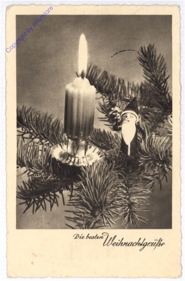 Zweig mit Kerze und Wichtel